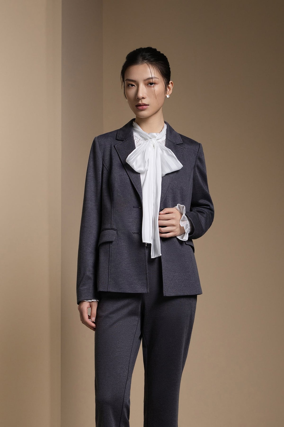 Poly Rayon Pique Slim Fit Casual Blazer