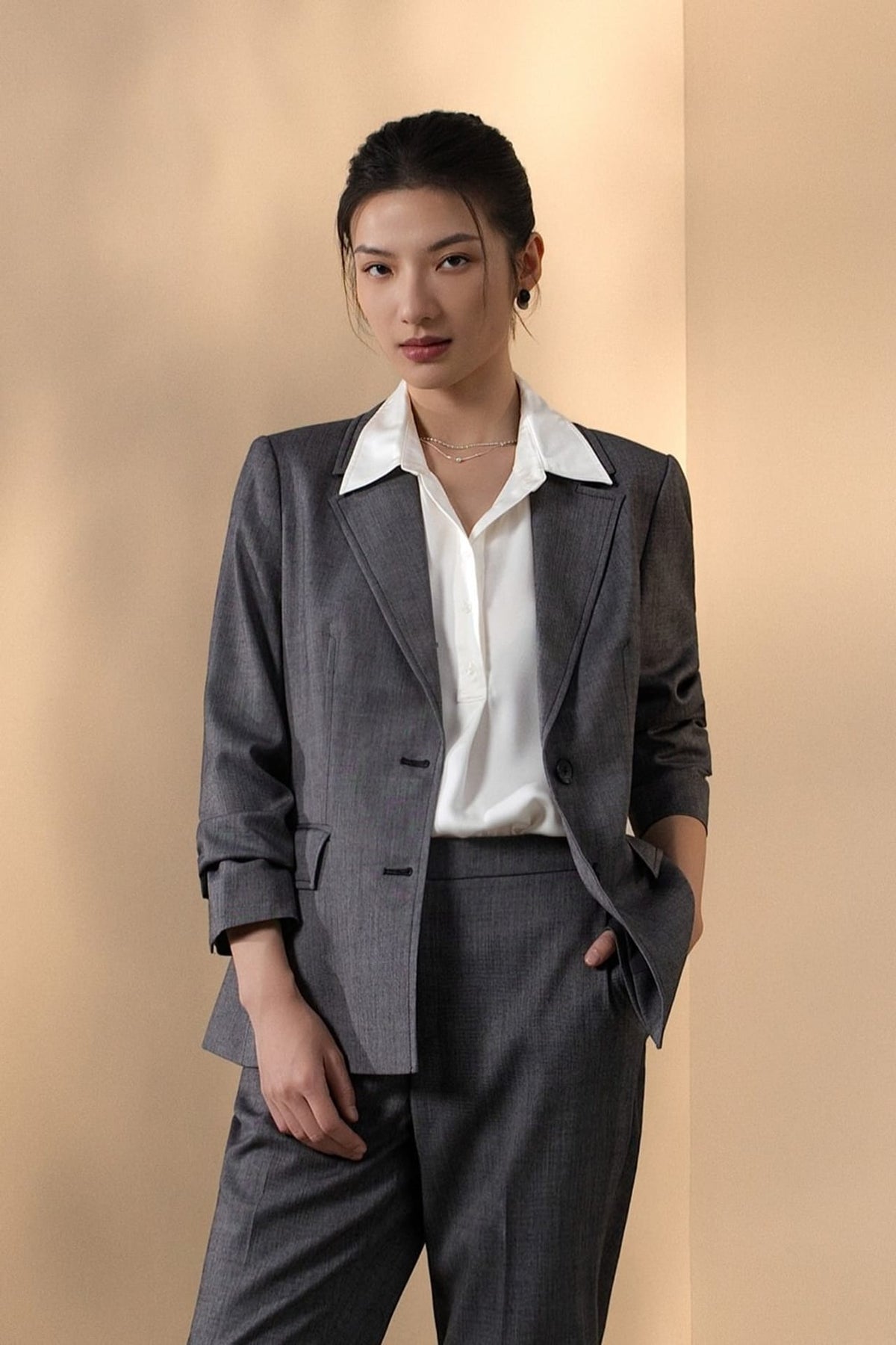 Wool Blend 2-Tone Comfort Fit Suit Blazer