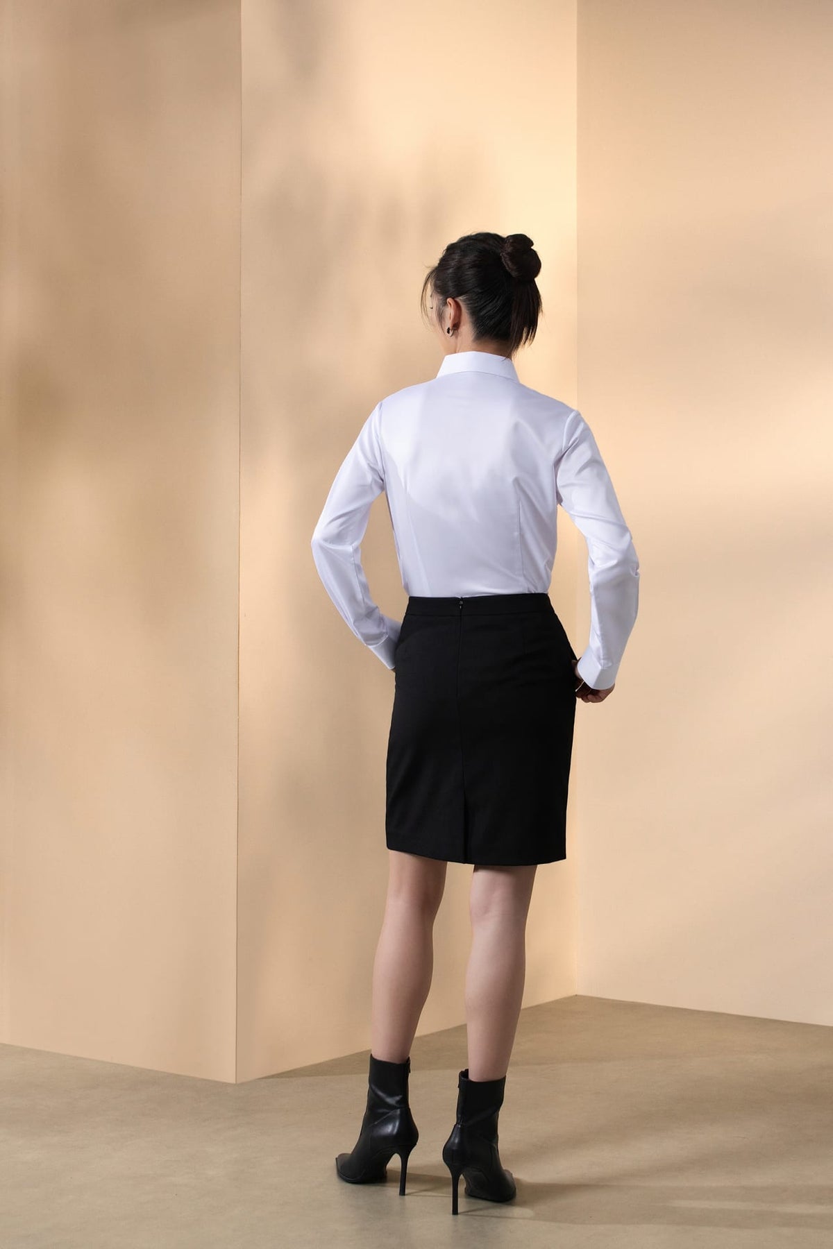 Easy Ironing Quick Dry Wicking Twill Slim Fit Long Sleeve Shirt with Detachable Tie