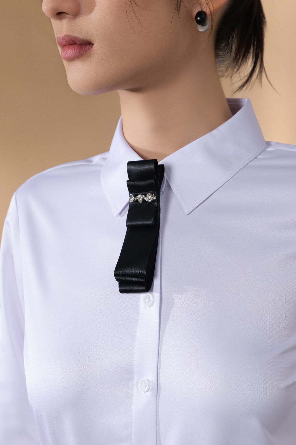 Easy Ironing Quick Dry Wicking Twill Slim Fit Long Sleeve Shirt with Detachable Tie