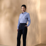 Modal Blend Twill Stripe Comfort Fit Long Sleeve Shirt with Detachable Necklace