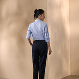Modal Blend Twill Stripe Comfort Fit Long Sleeve Shirt with Detachable Necklace