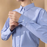 Modal Blend Twill Stripe Comfort Fit Long Sleeve Shirt with Detachable Necklace