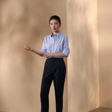 Modal Blend Twill Stripe Comfort Fit Long Sleeve Shirt with Detachable Necklace