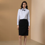 Easy Ironing Quick Dry Wicking Twill Stripe Slim Fit Long Sleeve Shirt with Detachable Bow Tie