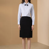 Easy Ironing Quick Dry Wicking Twill Stripe Slim Fit Long Sleeve Shirt with Detachable Bow Tie