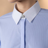 Non-Iron Stretch Oxford Stripe Slim Fit Long Sleeve Shirt with Detachable Button Clip