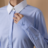 Non-Iron Stretch Oxford Stripe Slim Fit Long Sleeve Shirt with Detachable Button Clip