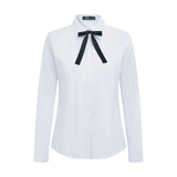 Easy Ironing Opaque UV Protection Fine Twill Slim Fit Long Sleeve Shirt with Detachable Bow Tie