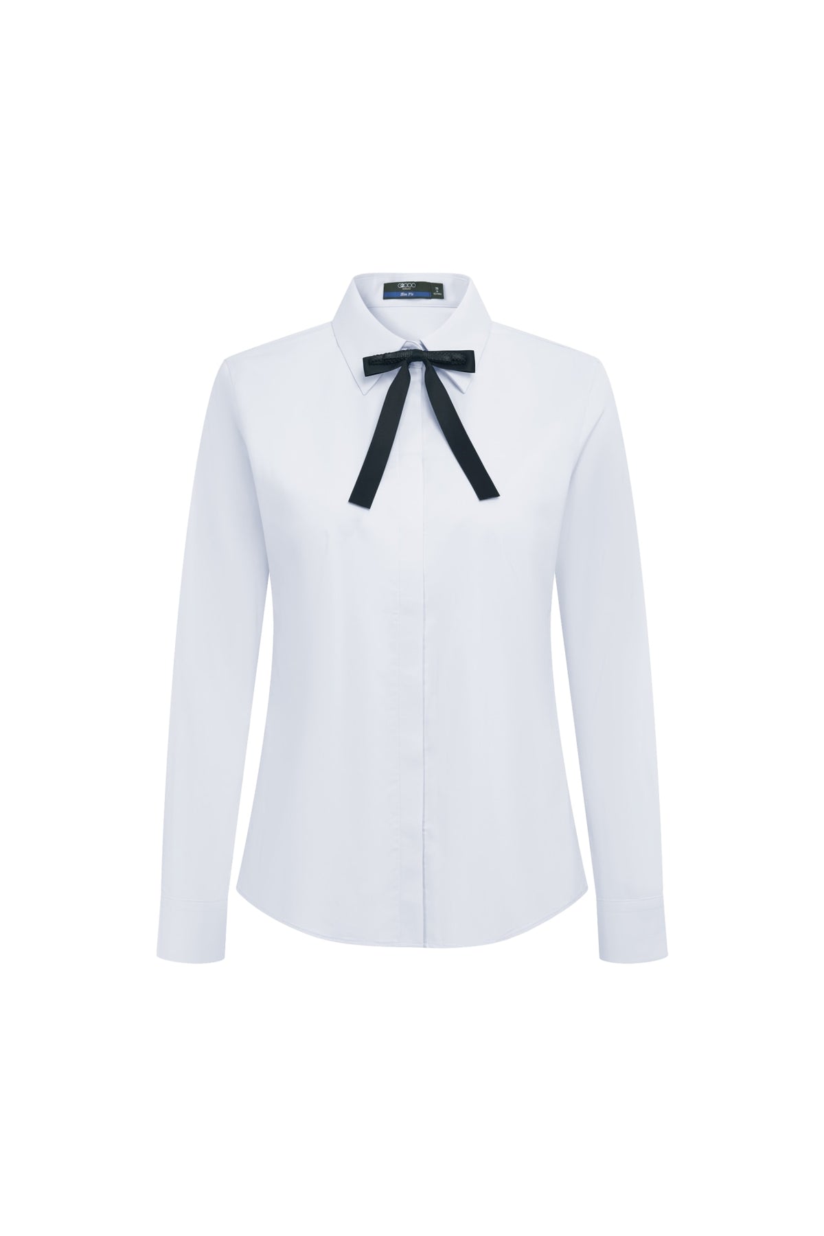 Easy Ironing Opaque UV Protection Fine Twill Slim Fit Long Sleeve Shirt with Detachable Bow Tie