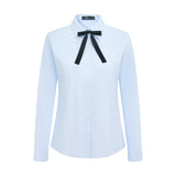 Easy Ironing Opaque UV Protection Fine Twill Slim Fit Long Sleeve Shirt with Detachable Bow Tie