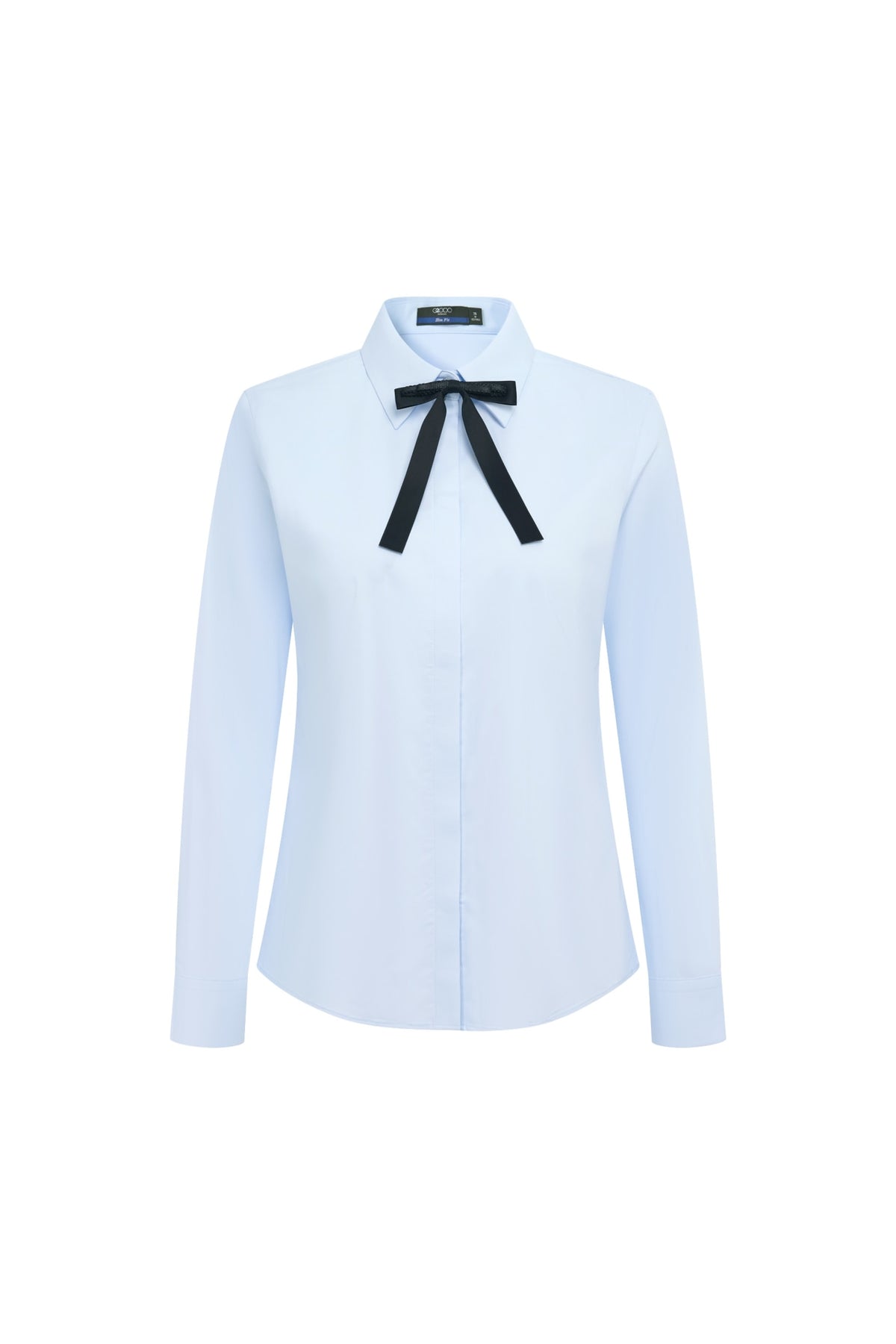 G2000 - Shirts - Easy Ironing Opaque UV Protection Fine Twill Slim Fit Long Sleeve Shirt with Detachable Bow Tie - Slim - Skyway