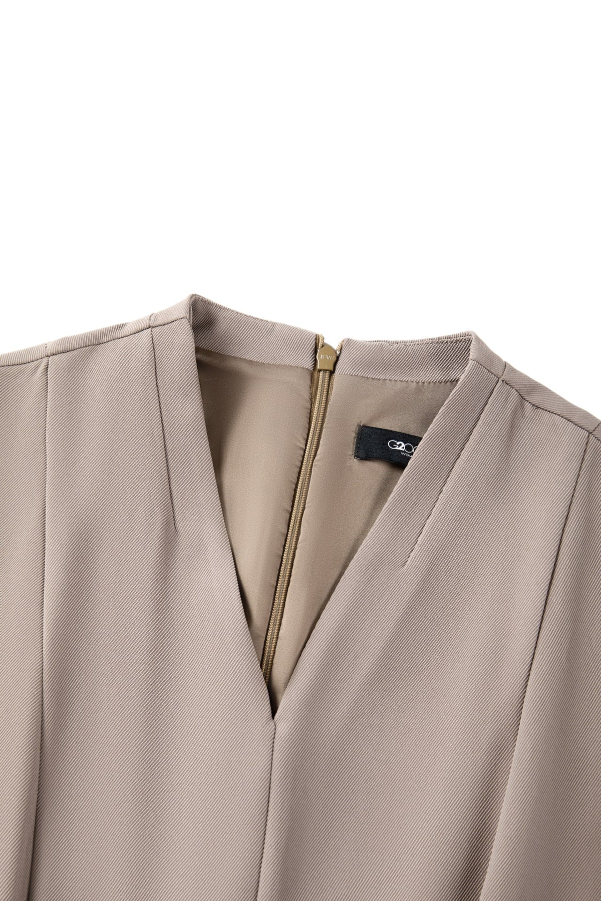 Poly Cavalry Twill Fit & Flare V-Neck Dress with Belt