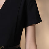 Poly Cavalry Twill Fit & Flare V-Neck Dress with Belt