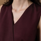 Poly Ottoman Wrap Front A-Shape V-Neck Dress