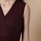 Poly Ottoman Wrap Front A-Shape V-Neck Dress