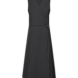Poly Ottoman Wrap Front A-Shape V-Neck Dress