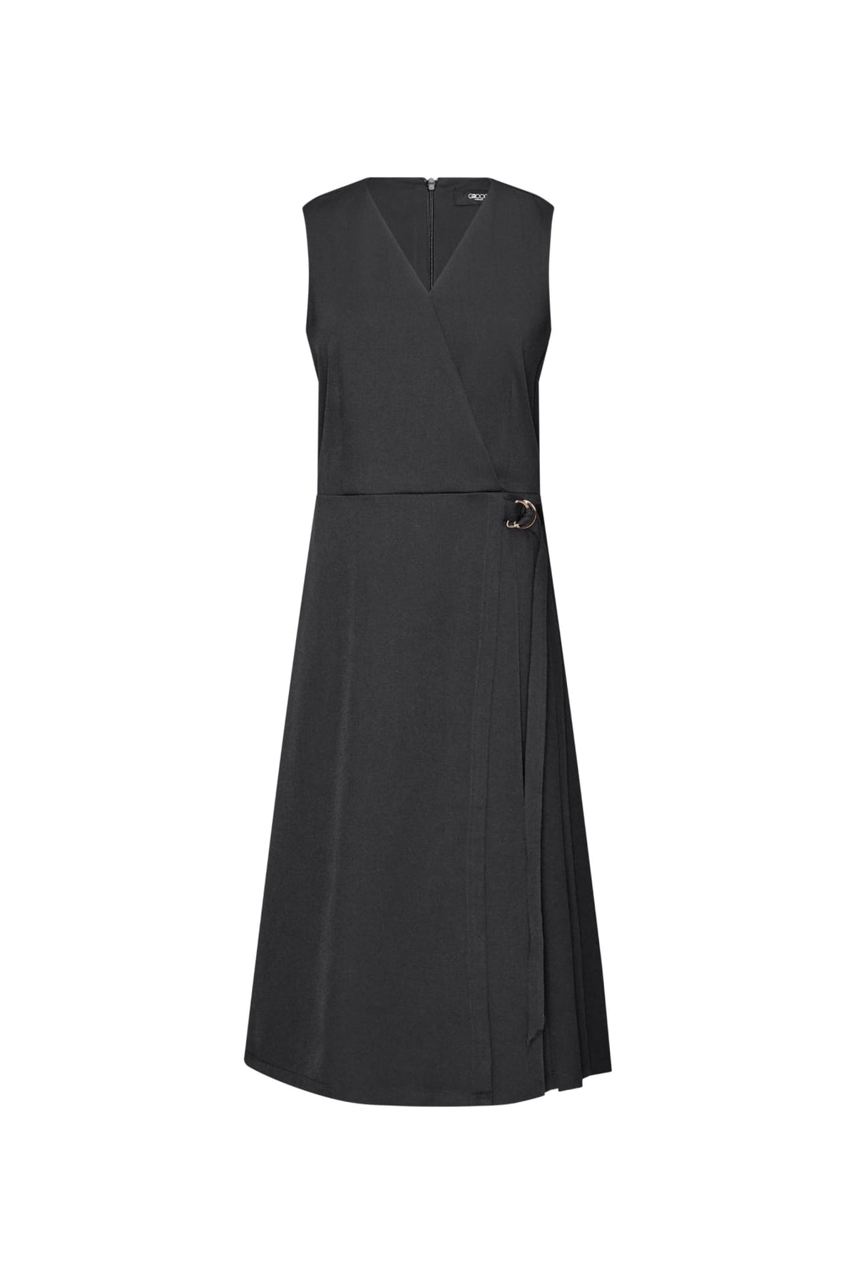 Poly Ottoman Wrap Front A-Shape V-Neck Dress