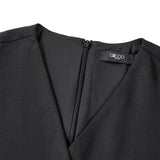 Poly Ottoman Wrap Front A-Shape V-Neck Dress
