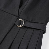 Poly Ottoman Wrap Front A-Shape V-Neck Dress