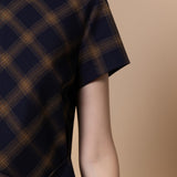Poly Plaid A-Shape Round Neck Dress