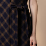 Poly Plaid A-Shape Round Neck Dress