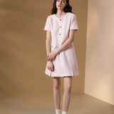 Poly Nylon Sweater Knit Fit & Flare Round Neck Dress
