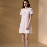 Poly Nylon Sweater Knit Fit & Flare Round Neck Dress
