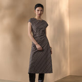 Poly Rayon Houndstooth Fit & Flare Round Neck Dress
