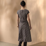 Poly Rayon Houndstooth Fit & Flare Round Neck Dress