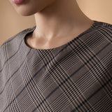 Poly Rayon Houndstooth Fit & Flare Round Neck Dress