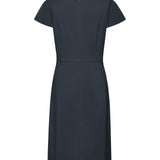 Poly Cavalry Twill Warp Front Comfort Fitted V-Neck Dress