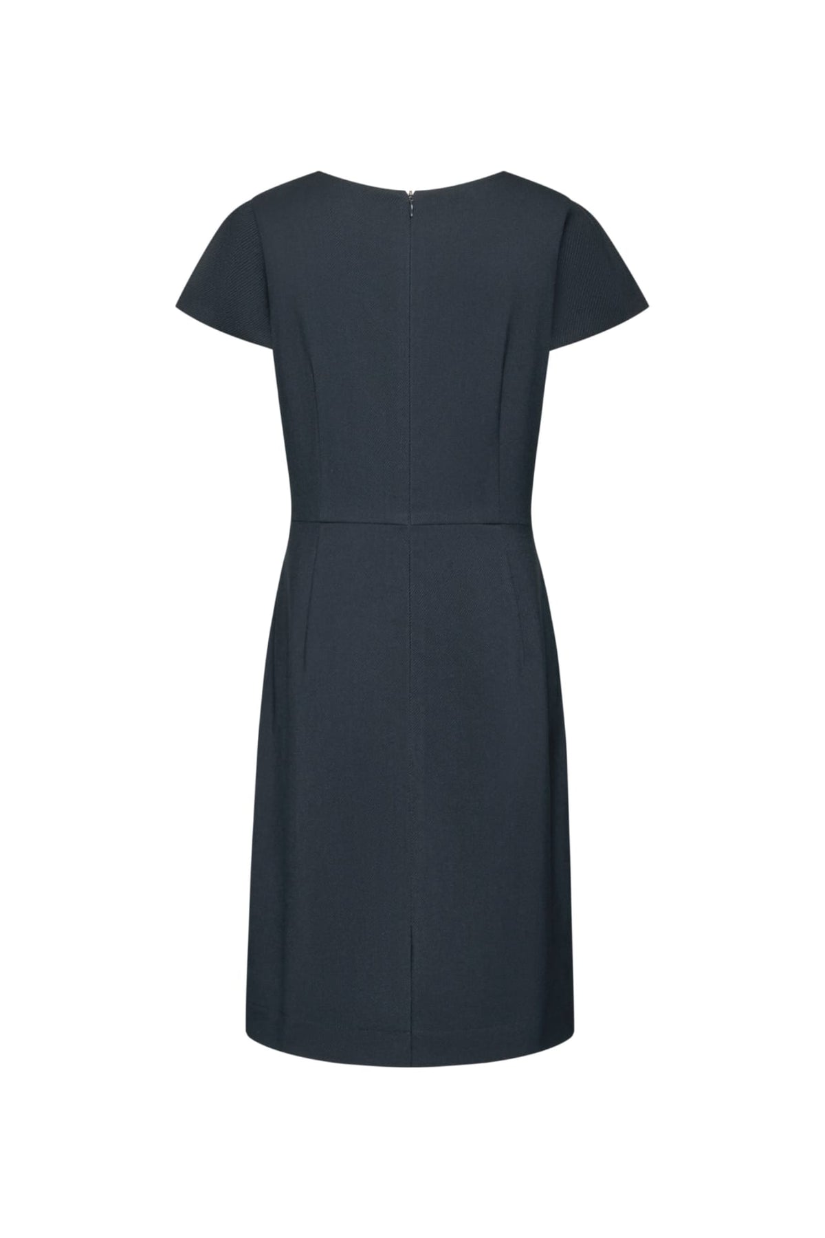 Poly Cavalry Twill Warp Front Comfort Fitted V-Neck Dress