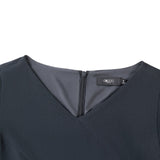 Poly Cavalry Twill Warp Front Comfort Fitted V-Neck Dress