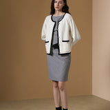 Poly Rayon Houndstooth Comfort Fitted Round Neck Dress with Belt