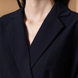 Poly Rayon Twill Fit & Flare Lapel Collar Dress with Belt