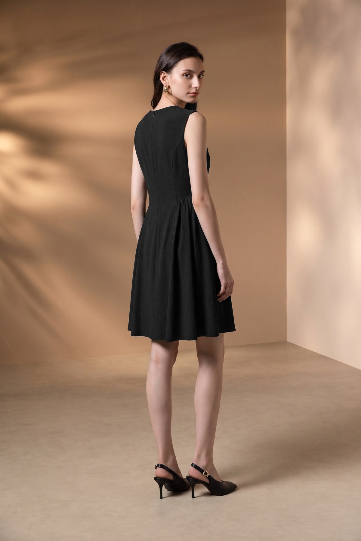 G2000 - Dresses - Poly Blend Double Weave Fit & Flare Round Neck Dress
