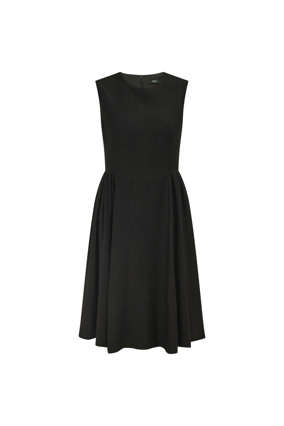 Poly Blend Double Weave Fit & Flare Round Neck Dress
