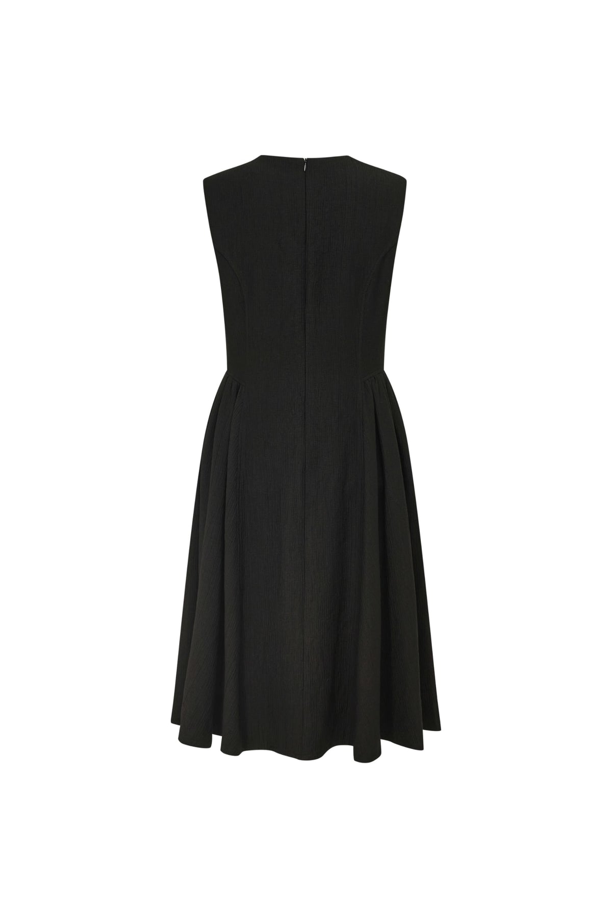 Poly Blend Double Weave Fit & Flare Round Neck Dress