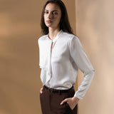 Poly Crepe Relax Fit Stand Collar Blouse