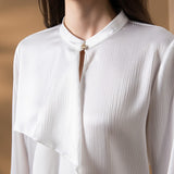 Poly Crepe Relax Fit Stand Collar Blouse