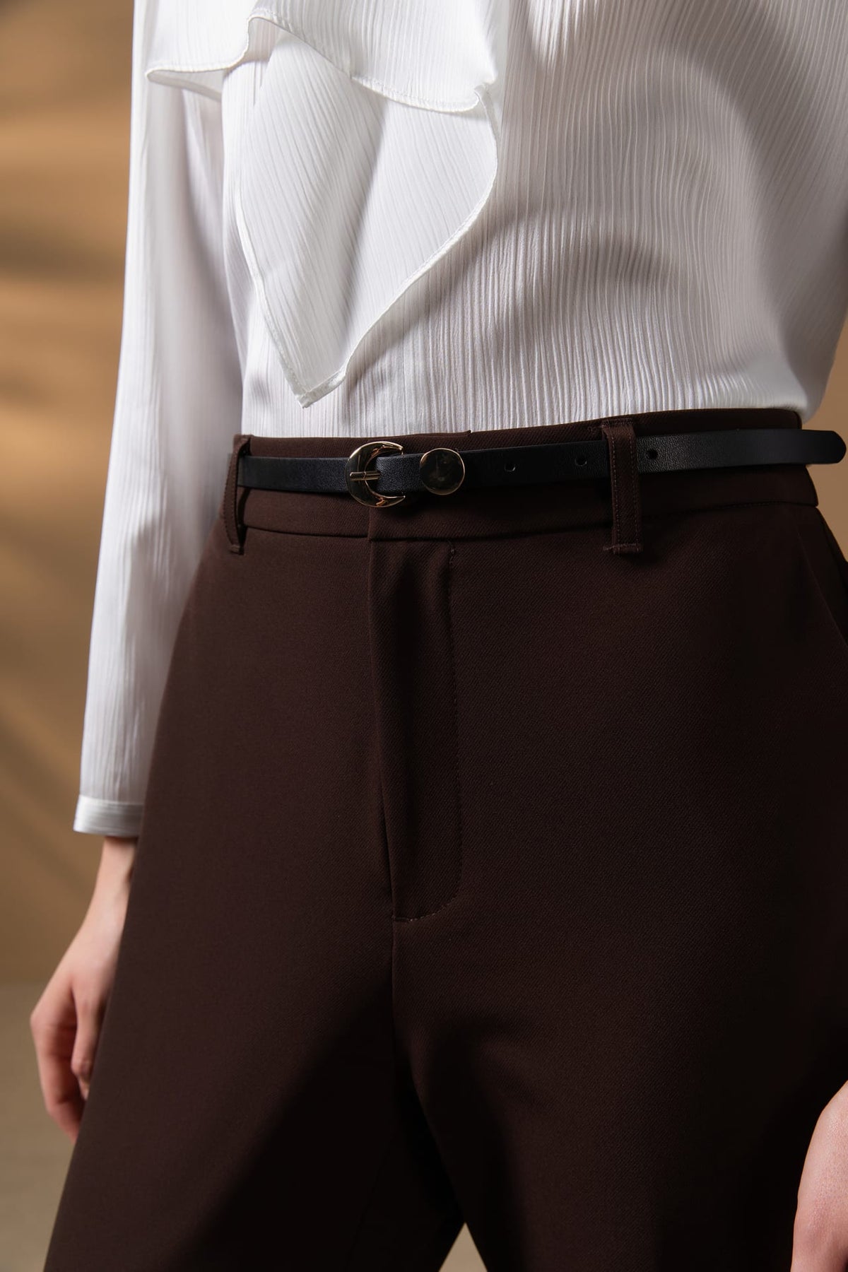Poly Crepe Relax Fit Stand Collar Blouse