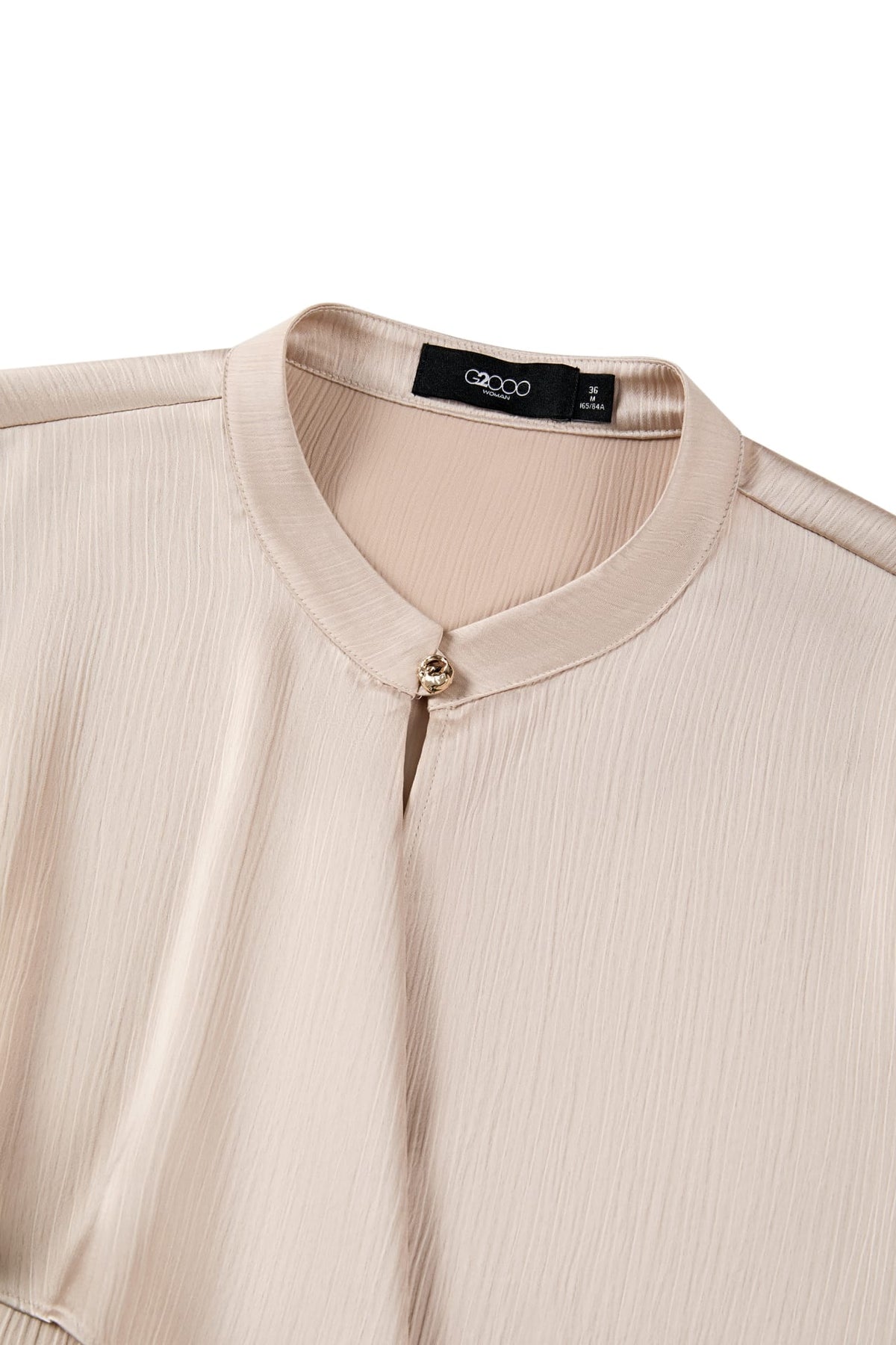 Poly Crepe Relax Fit Stand Collar Blouse