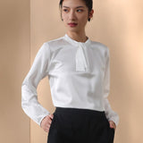 Poly Satin Regular Fit Stand Collar Blouse
