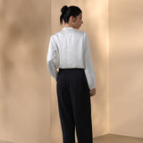 Poly Satin Regular Fit Stand Collar Blouse
