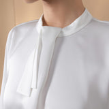 Poly Satin Regular Fit Stand Collar Blouse