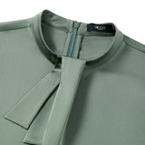 Poly Satin Regular Fit Stand Collar Blouse