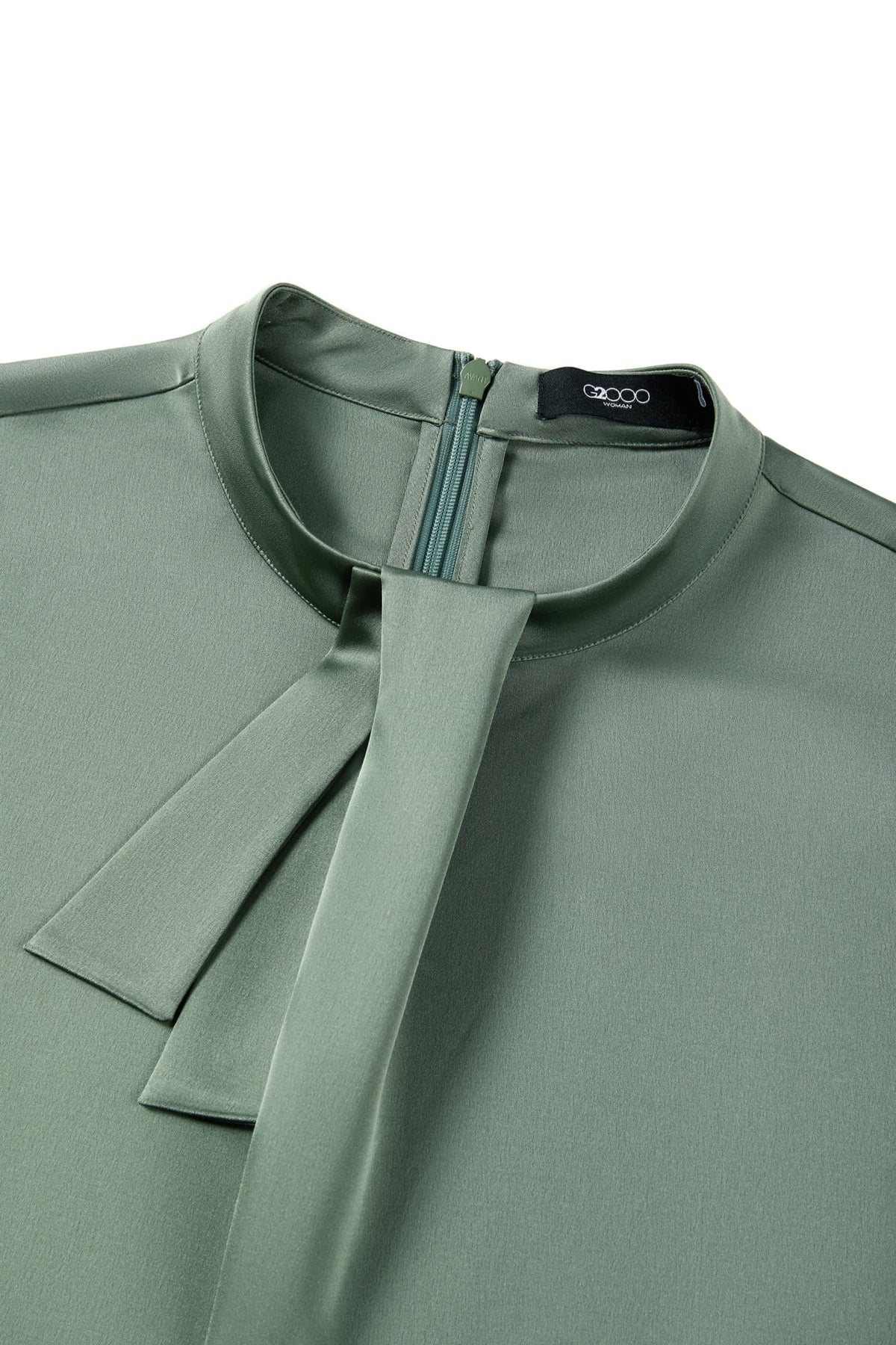 Poly Satin Regular Fit Stand Collar Blouse