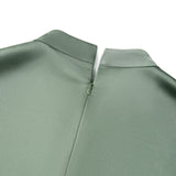 Poly Satin Regular Fit Stand Collar Blouse