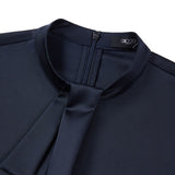 Poly Satin Regular Fit Stand Collar Blouse